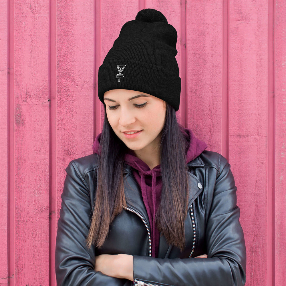 Skeleton Key Pom-Pom Beanie