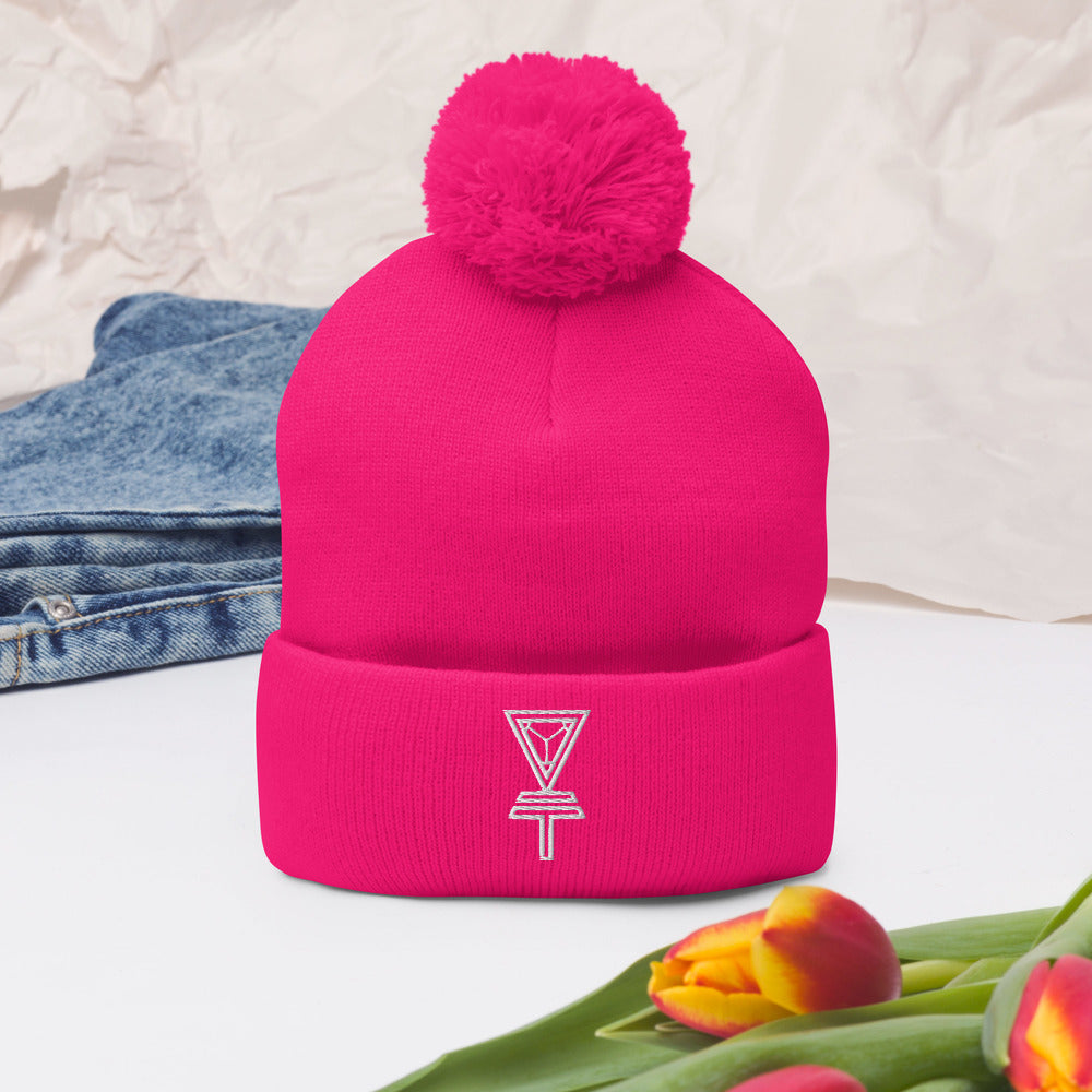 Skeleton Key Pom-Pom Beanie
