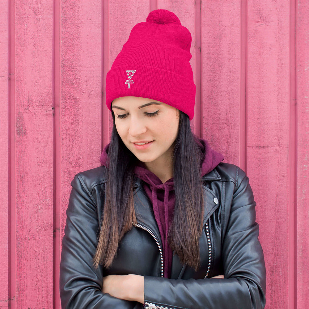 Skeleton Key Pom-Pom Beanie