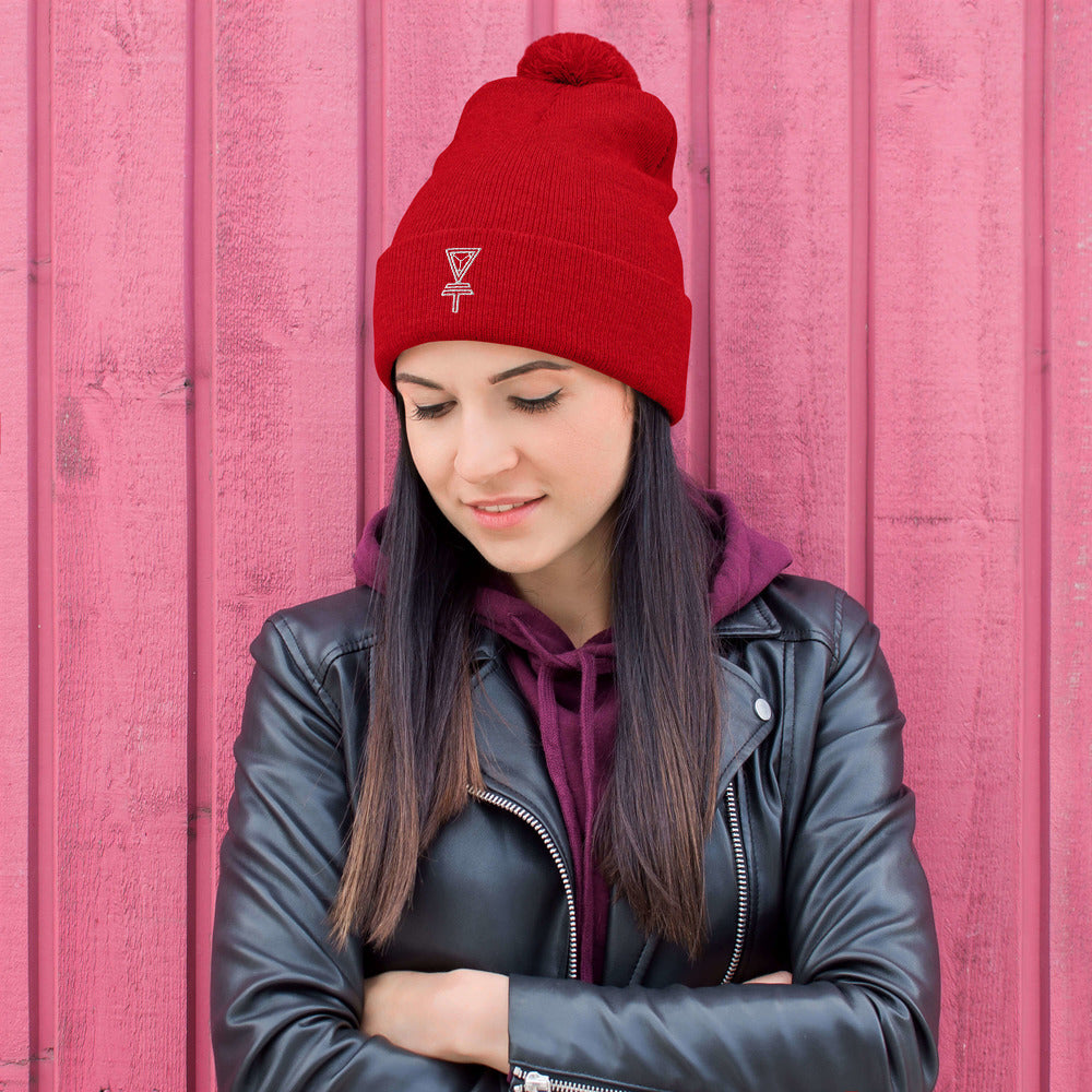 Skeleton Key Pom-Pom Beanie
